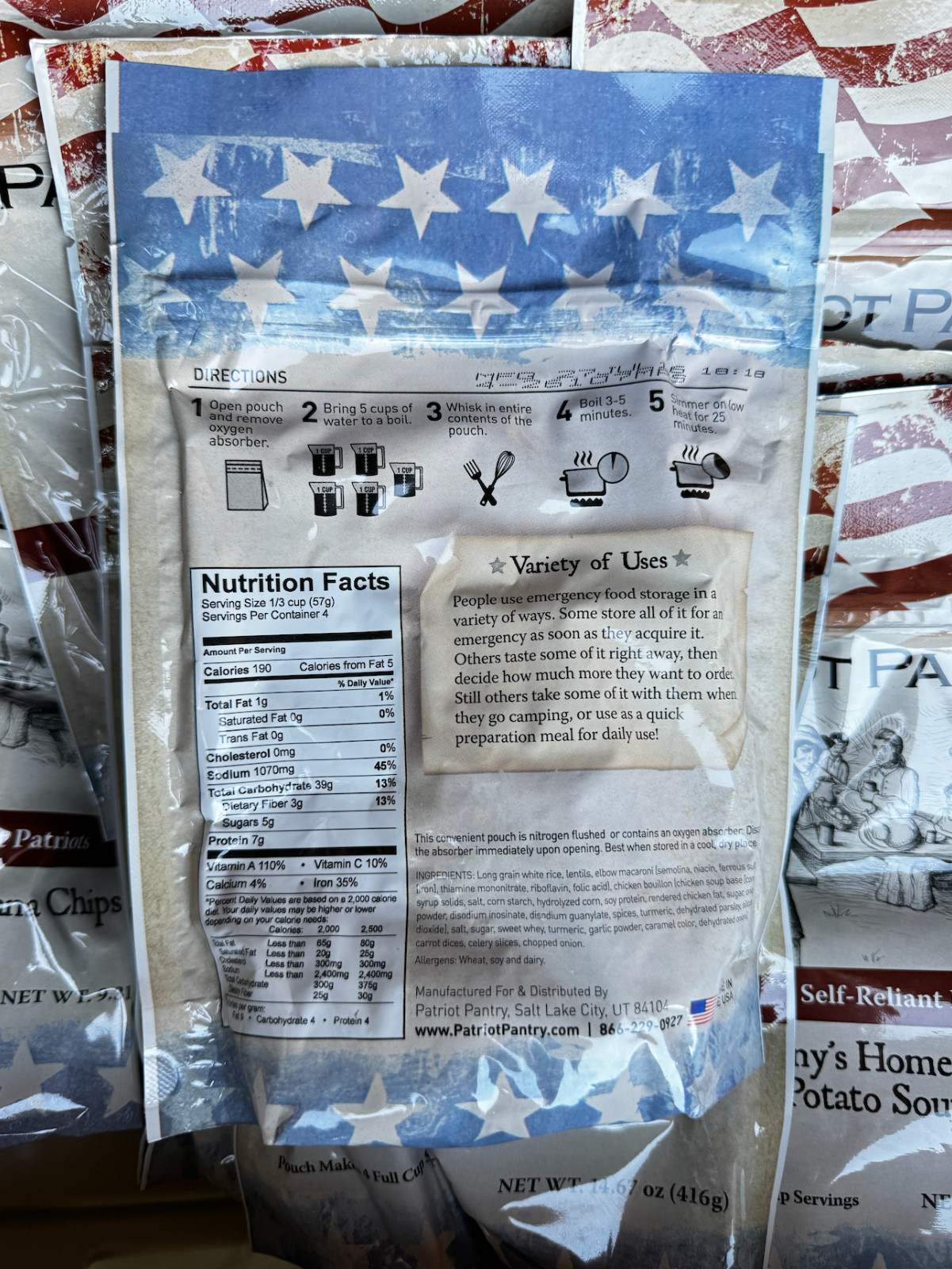 Patriot Pantry Lot (25) Freeze Dried Meals 130 Cup Servings Emergency Food REED