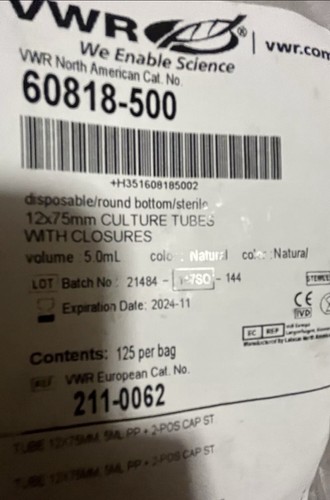 VWR 60818-500 12x75mm Kulturröhrchen mit Verschlusskappen 5ml 125 Tuben - klar/natur - Bild 5 von 6