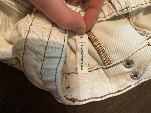 Pacsun Elastic Waist Cotton Cargo Pants in Bone Size Small - Picture 4 of 4