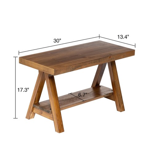 Farmhouse Wood Bench, Rustic Indoor Storage Bench for Entryway, Living Room, ... - Picture 3 of 6