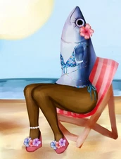 Digital Art Print Custom Made Fish Art Funny Art Print Design