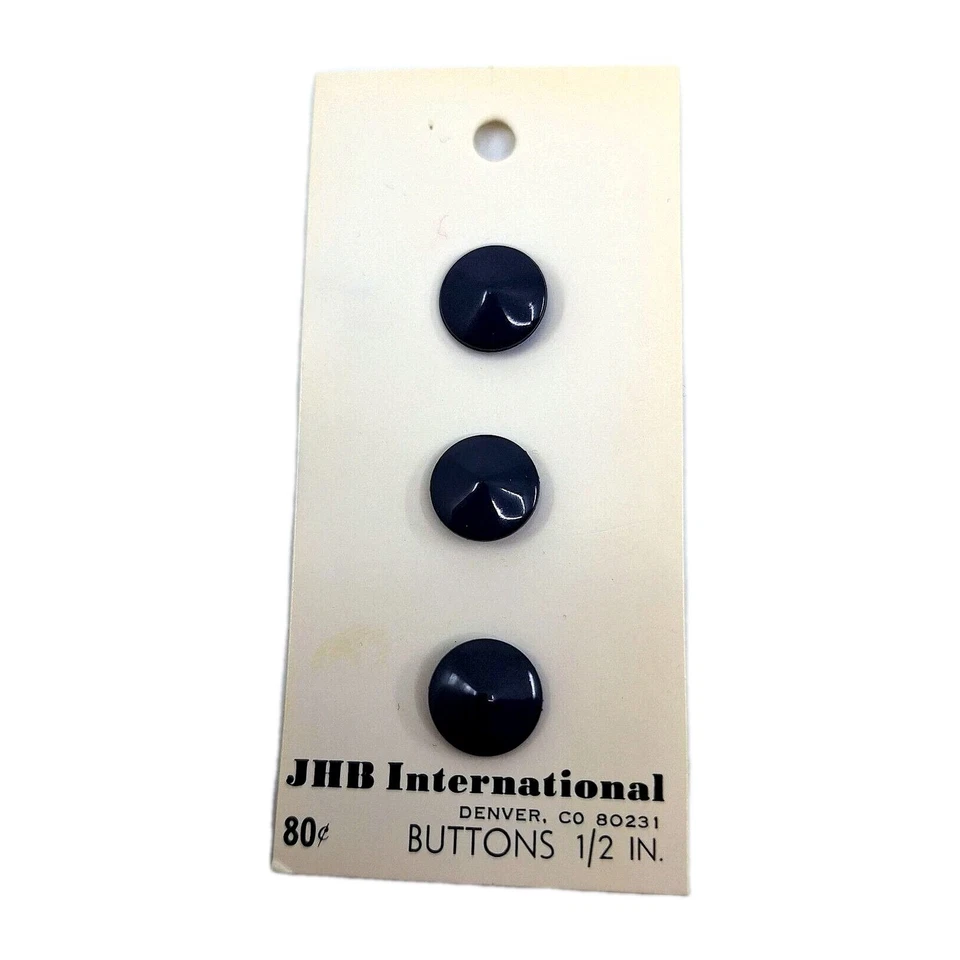 Navy Blue Plastic BUTTONS Shank 1/2" 2 Packs of 3 JHB International 45392 VTG - Image 2 of 4