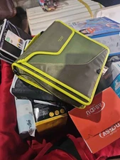 Five Star 2" Zipper Binder Olive Green 3 Ring Expandable File Organizer