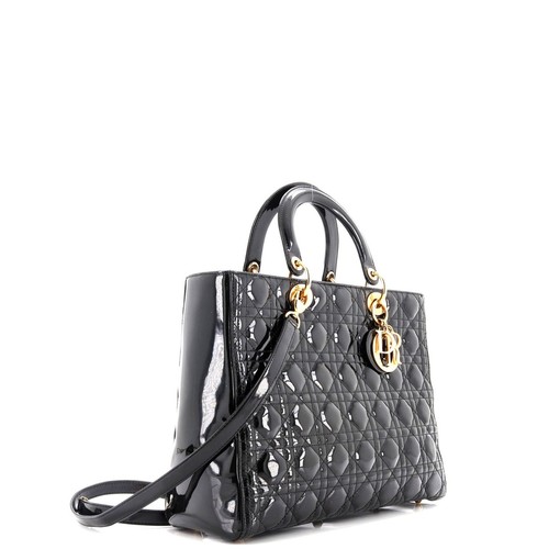 Christian Dior Lady Dior Bag Cannage Quilt Patent Large - Picture 2 of 7