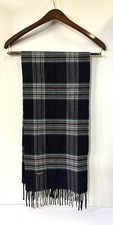 Vintage Christian Dior Monsieur Cashmaire 100 Acrylic Ivory Scarf Blue Plaid