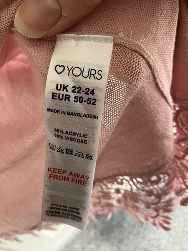 Yours Pink Lightweight Cardigan Beach Cover Up Size 22-24 - Picture 3 of 4