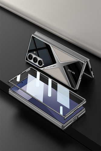 Phone Case for Samsung Z Fold 7 Electroplated Leather Hard Protective Cover - Picture 8 of 15