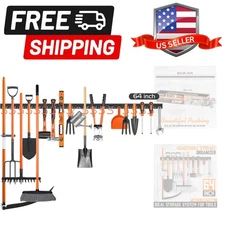 64 Inch Wall Mount Adjustable Tool Organizer Broom Mop Holder Garage Storage