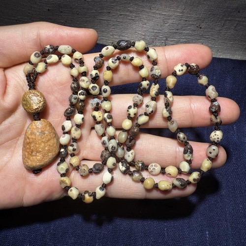 🌟🔥🚀COLLECTOR GRADE!Rare China Inner Mongolia Gobi Eye Agate Bead Necklace - Picture 4 of 10