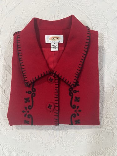Gilet Talbots rosso misto lana ricamato donna petite medio foderato vacanze inverno - Foto 18 di 20