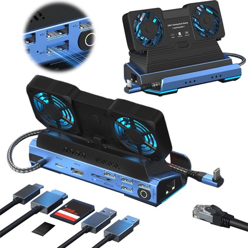 3X(Docking Station Dual Cooling Fan 4K@60Hz PD100W Gigabit Ethernet for2427 - Bild 8 von 10