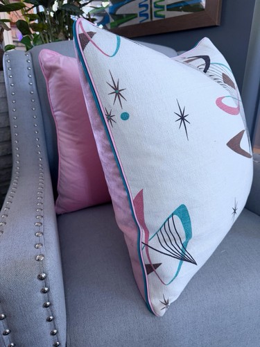 Twilight Starlight 50's Mob Miami Beach Barkcloth  Pillow Cover Vintage Fabric - Picture 7 of 10