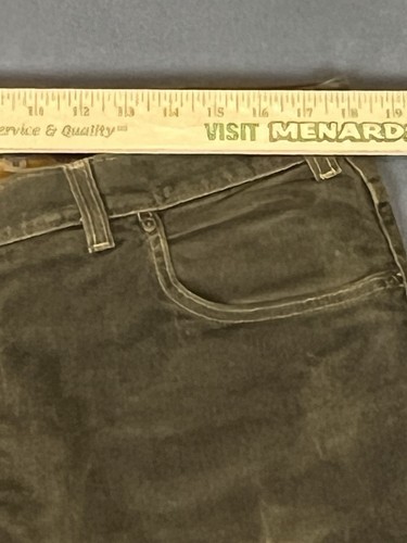 Bills Khakis Denim Jeans Mens Sz 38 Olive Green Distressed Cotton Faded Pant USA - Picture 9 of 10
