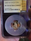 2003 W GOLD EAGLE 1/10 OZ NGC TRADER BEA BERT LABEL PF70 ULTRA CAMEO