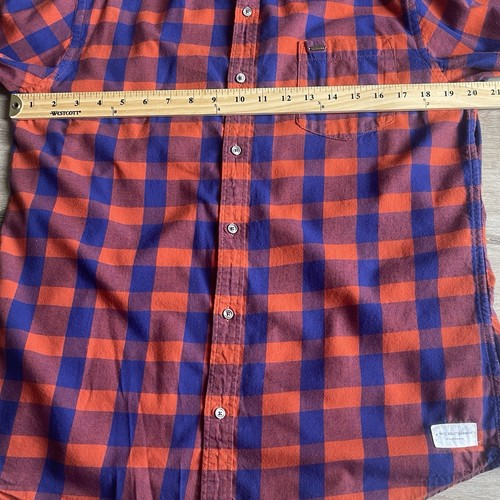 Scotch & Soda Herren Karo Button-Down Hemd Large Baumwolle rot blau kariert Kragen - Bild 3 von 9