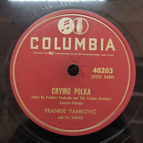 78 RPM Crying Polka Sunset Valley Polka Frankie Yankovic Columbia 40203 - Picture 1 of 8