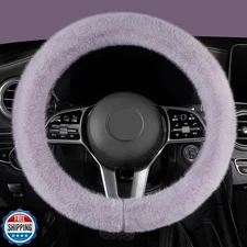 LACDL Fuzzy Winter Steering Wheel Covers for Women, Warm Cute Fluffy Car Whee