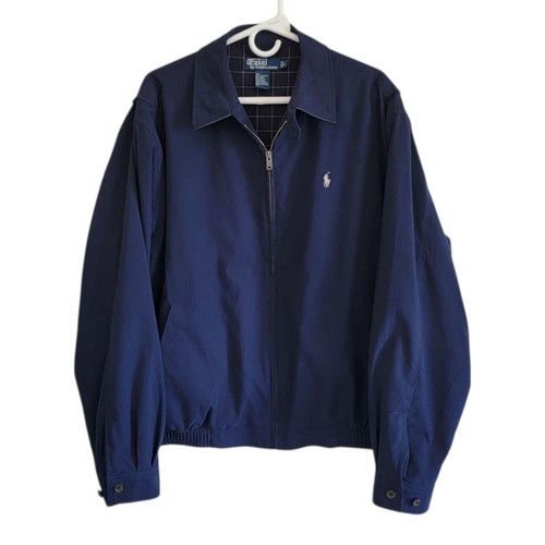 Vtg Polo Ralph Lauren Windbreaker Jacket L Blue Zip Chin Strap Preppy Bomber - Picture 2 of 22