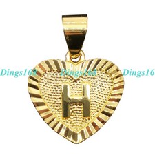 Name Initial Letter "H" Men Women's Real 18K Gold Filled Heart Pendant Necklace
