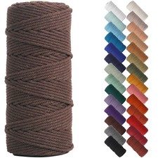 Dark Coffee Macrame Cord 3mm x 109 Yards Colored Cotton Rope for Crafts