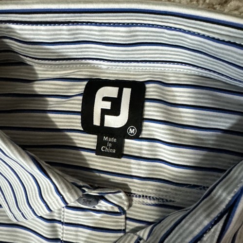 Footjoy Golf Polo Men’s Medium Short Sleeve Blue & Gray Stripes Deacons Lodge - Picture 4 of 9