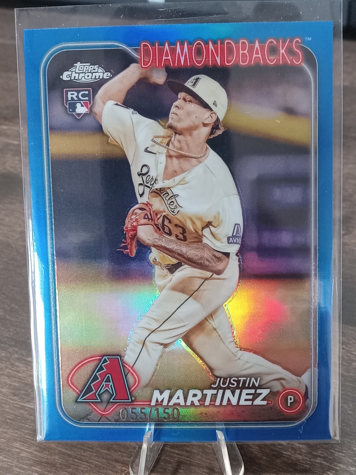 Justin Martinez 2024 Topps Chrome BLUE REFRACTOR RC #'d /150 AZ Diamondbacks