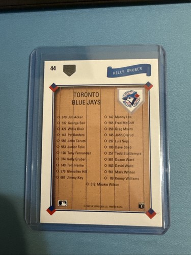 1991 Upper Deck - Team Checklist Kelly Gruber #44 - Picture 2 of 2