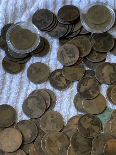 Huge 8 KG Victoria Penny Coins Bun Head Low Grade Victorian Job Lot Bulk - Imagen 3 de 21