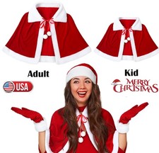 Christmas Velvet Shawl Cloak Cape Kids Adults Cape Robe Holiday Party 2024 USA