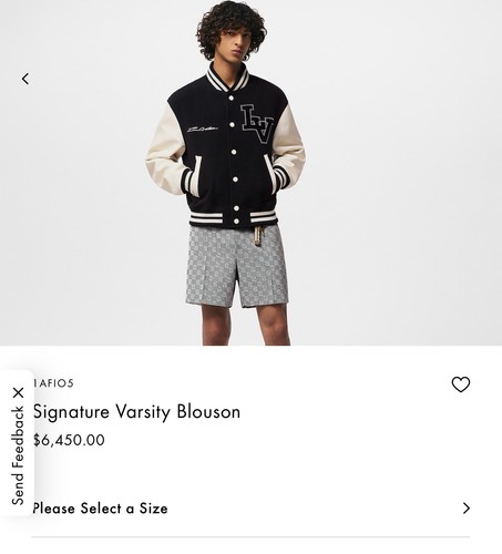 NWT $6450 Louis Vuitton Signature Varsity Leather Wool Jacket Size 50