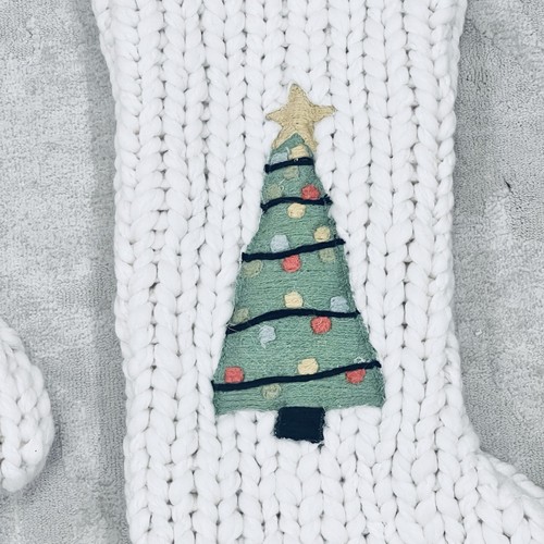 Set Of 2 West Elm Chunky Knit Stocking Christmas Tree NWT 16” New - Picture 2 of 4