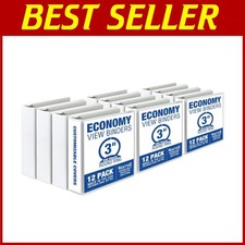 White 3 Inch 3 Ring Binders, 550 Sheet Capacity - Pack of 12