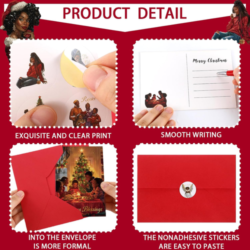 100 Sets African American Christmas Cards Bulk Black Religious Santa Claus Gr... - Picture 2 of 6