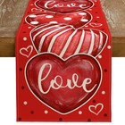 Valentine's Day Table Runner 13 x 90 Inch, Red Polka Dots Hearts Love Decorat...