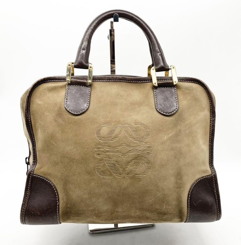LOEWE Amazona Tote Bag Anagram Leather Suede Beige Brown Women Auth - Picture 21 of 24