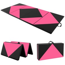 Folding Gymnastics Mat 8' x 4' x 2" PU Leather Tumbling Exercise Mat Yoga Gym