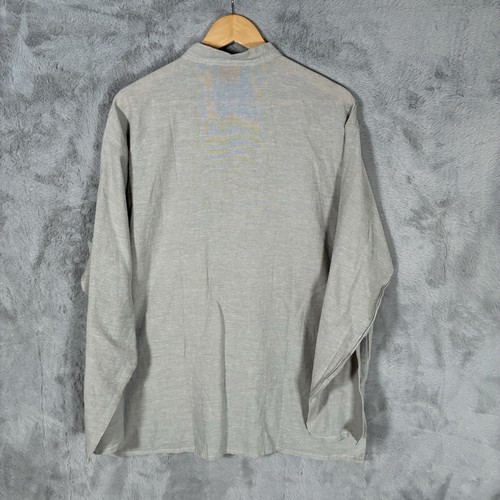 Loud Elephant Collarless Grandad Shirt Mens XL Grey NWT Made In Nepal - Picture 8 of 8