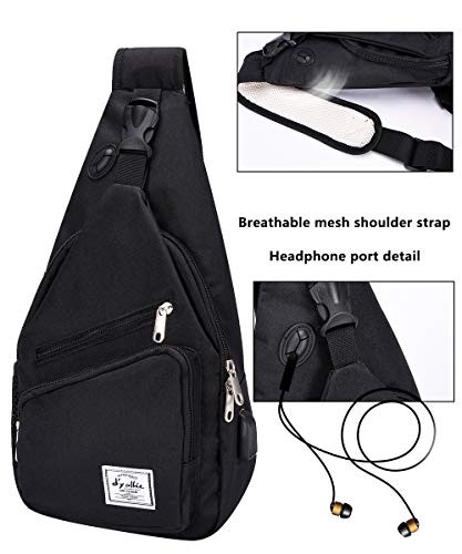 Sling Bag für Herren Crossbody Schulter Brusttaschen Nylon für Reise Gym Schwarz - Bild 3 von 7