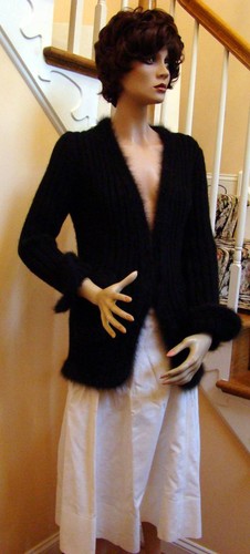 CHANEL 02A Black Angora Sweater Jacket Cardigan 40 - Picture 4 of 12