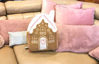 Gingerbread House Christmas Cushion Decorative Xmas Candy Cane