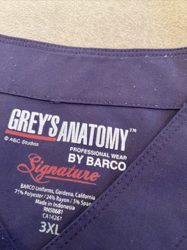 Grey’s Anatomy scrub top 3XL signature purple dark grey color - Picture 3 of 4
