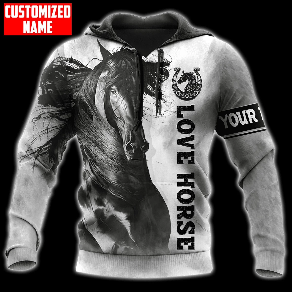 Custom Black Horse Hoodie For Men And Women, 3D Sublimation Horse On Hoodie,  Pre | eBay