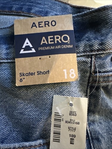 Aeropostale pantaloncino donna denim skater taglia 18 100% cotone, invecchiato LEGGI nuovo - Foto 3 di 10