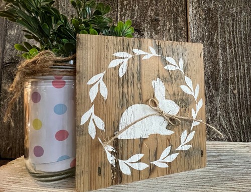 Easter BUNNY Tiered Tray Mini Sign Farmhouse SPRING Shelf Decor Rustic Wood HP - Picture 4 of 9
