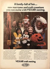 PRINT AD 1977 DuPont Vexar Craft Netting Macramé Holiday Family Craft Creations