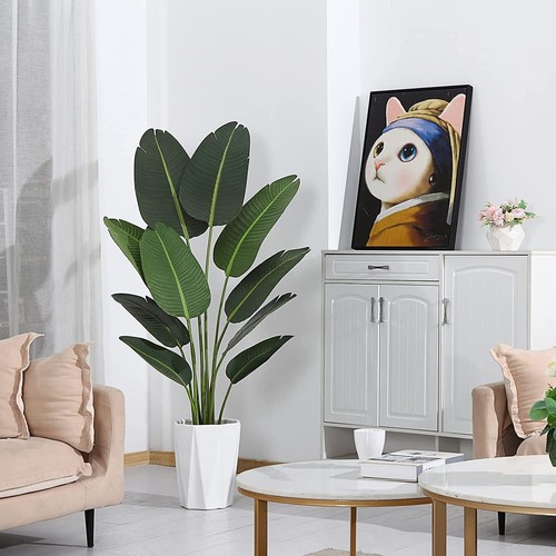 Künstlicher Paradiesvogel Pflanzen unechte tropische Palme mit 10 Stämmen im Topf - Bild 5 von 8