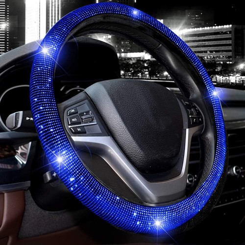 Bling Crystal Diamond Steering Wheel Cover for Car SUV: Universal 15 Inch Fit