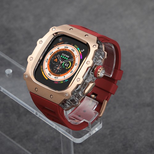 Boîtier cristal + acier bracelet caoutchouc pour Apple Watch Ultra 2 49 mm 987 44/45 mm kit mod - Photo 37 sur 47
