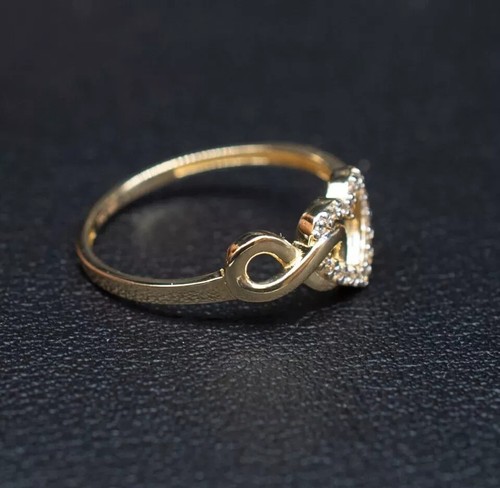 14k Yellow Gold Plated Infinity Heart Ring With Moissanite Women Heart Ring - Picture 2 of 5