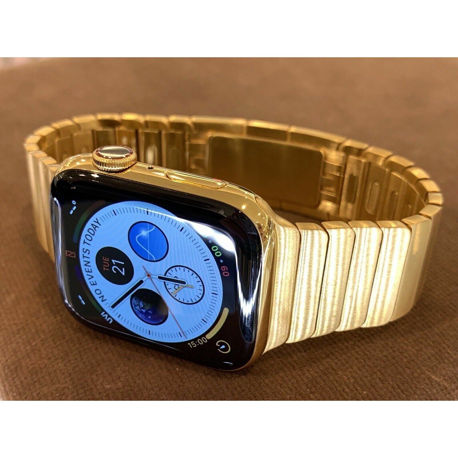 24K Gold Plated Apple Watch 45mm SERIES 7 Apple Link Band CUSTOM Stainless Steel